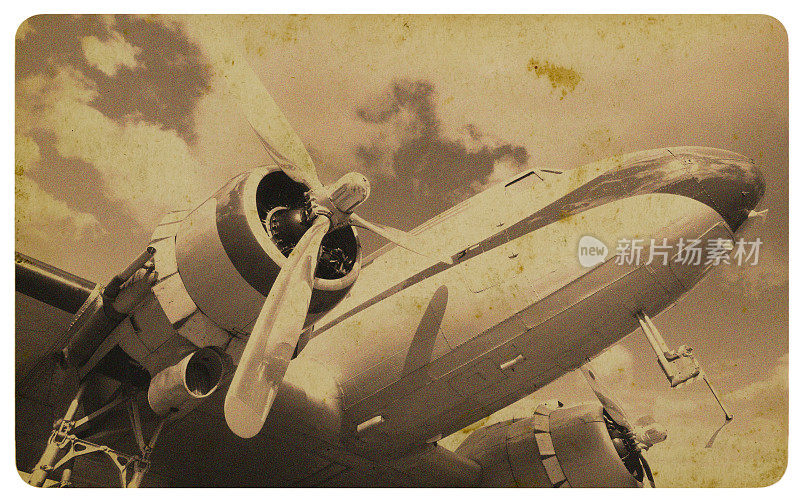 DC3飞机的复古风格明信片