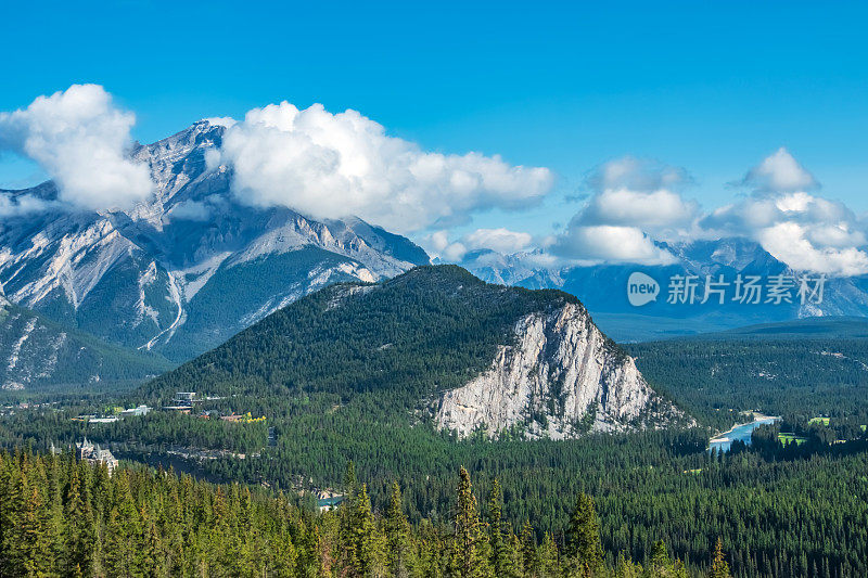 弓河，山谷和加拿大落基山脉景观