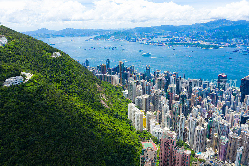 香港城市的无人机视图