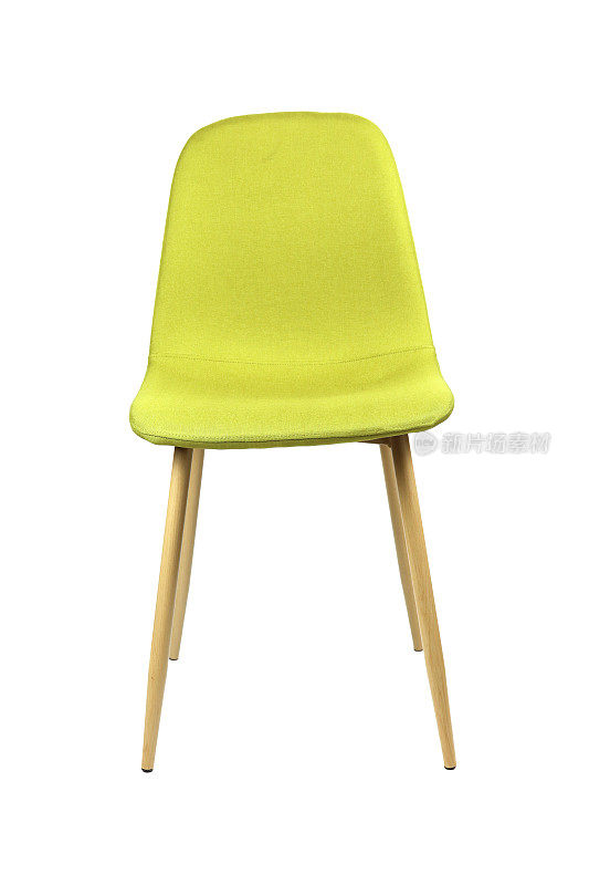 现代淡绿色椅子孤立在白色上，正面视图，室内设计