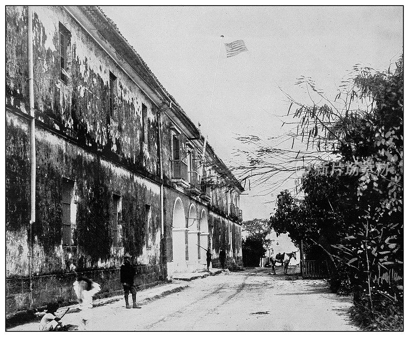 古色古香黑白照片:古巴马坦萨斯郊区