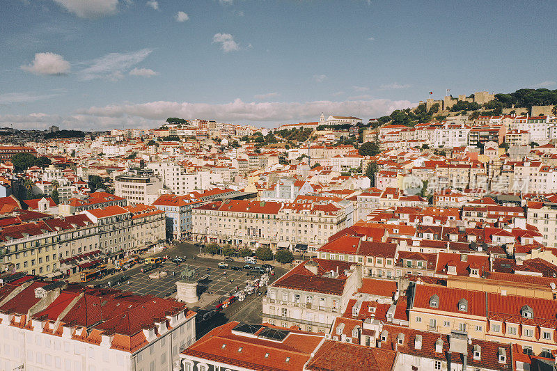 葡萄牙里斯本菲格埃拉广场鸟瞰图。