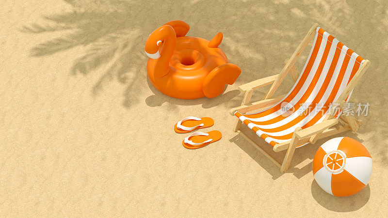海滩和棕榈树的影子是夏季度假旅行的背景