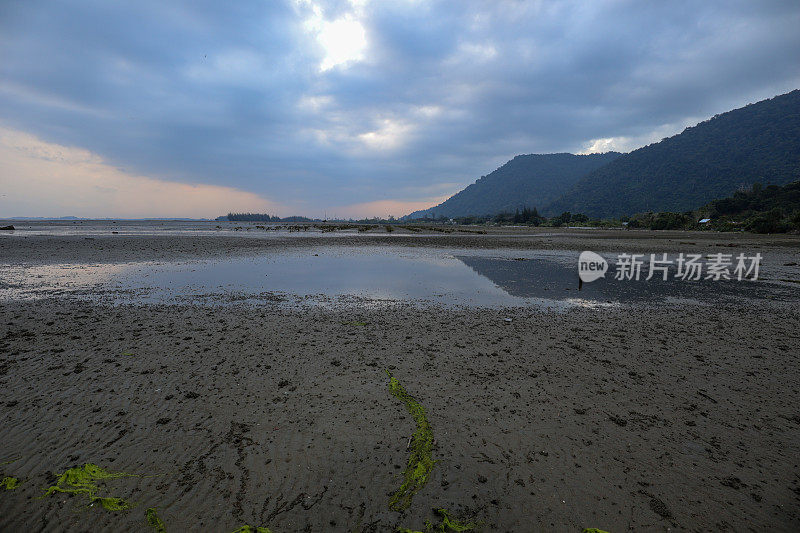 日出时海滩的景色