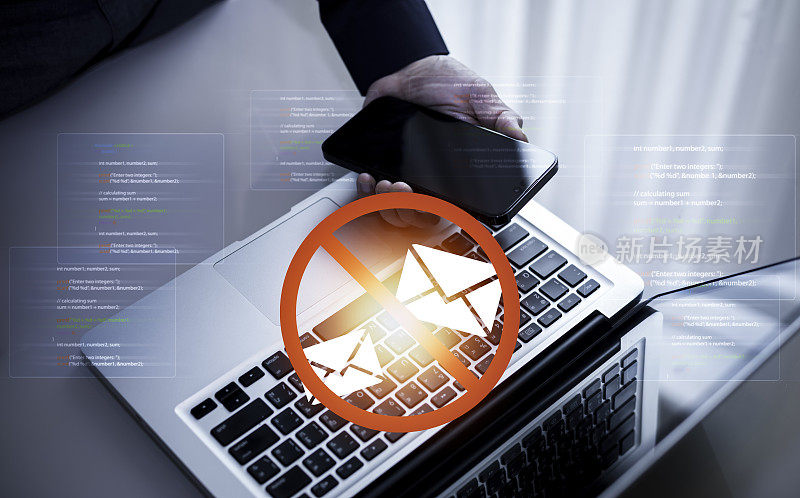 网络安全和安全密码登录在线，提醒电子邮件收件箱和垃圾邮件病毒与警告提醒通知对互联网信件的安全保护，垃圾和垃圾邮件和受损