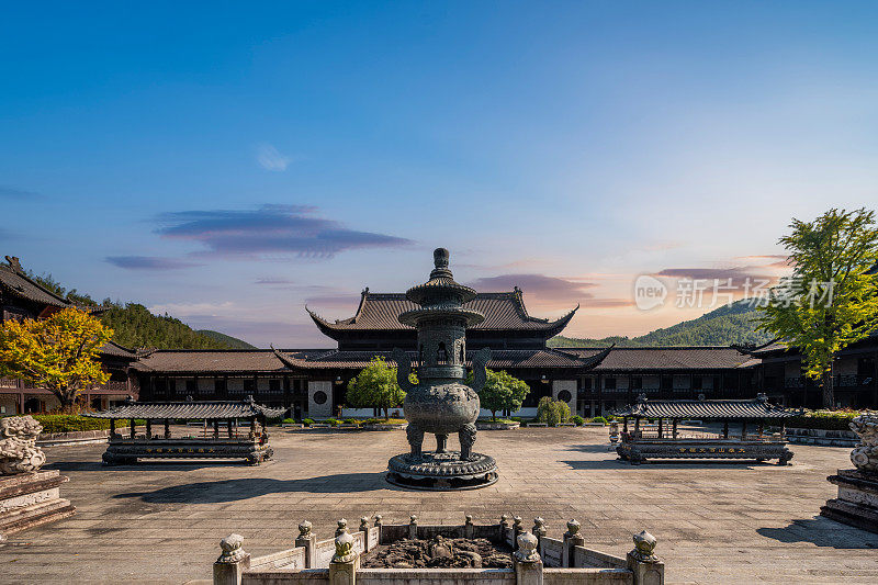 中国江西寺庙和古建筑的航空摄影