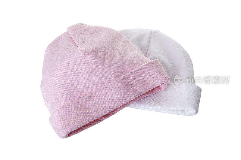 两顶婴儿帽，白色隔离(XL)