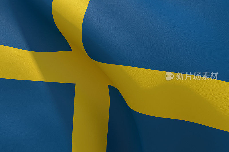 瑞典瑞典国旗在风中飘扬