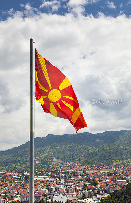 马其顿国旗在奥赫里德