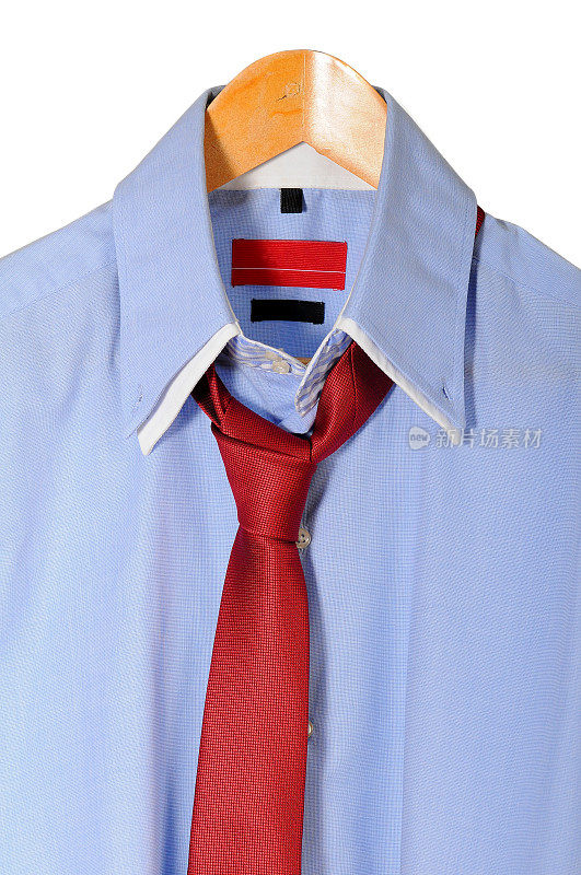 男士衬衫与领带和正式时尚在孤立的背景