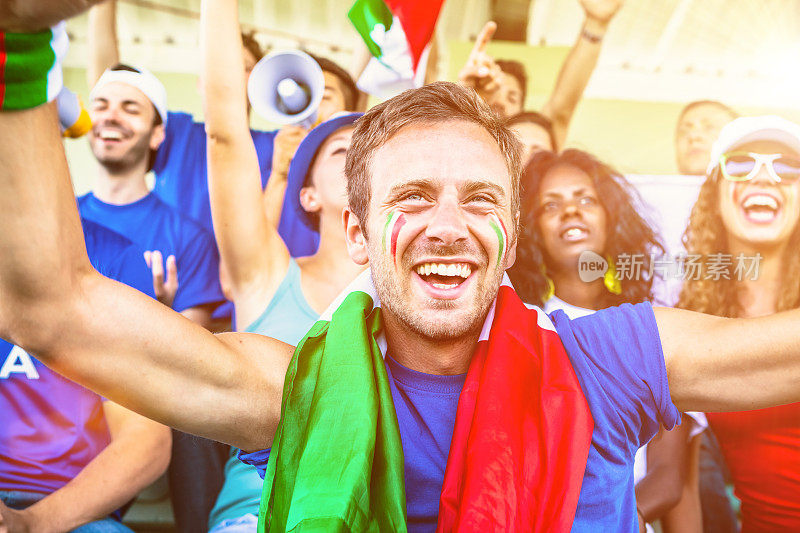 意大利球迷在体育场欢呼