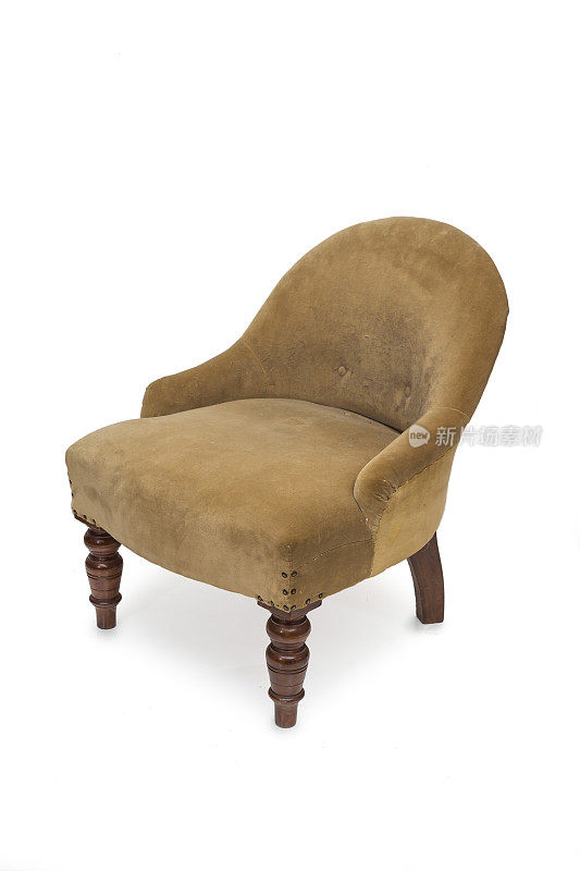 古董软垫椅孤立在白色背景