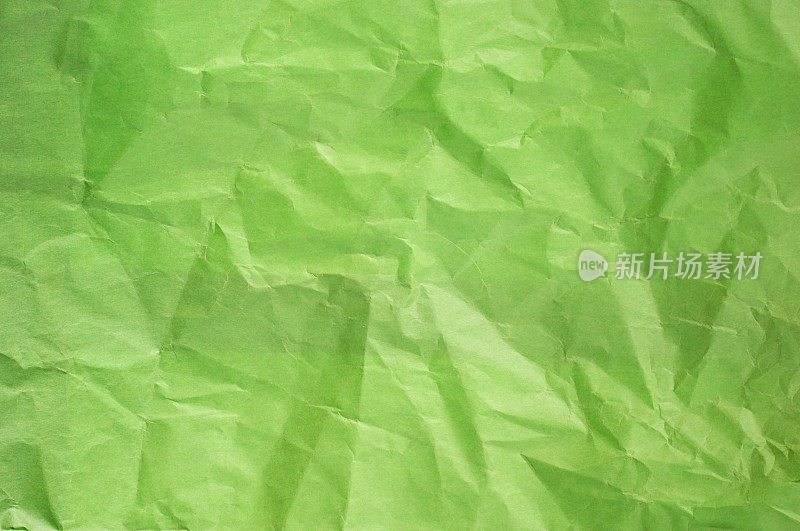 压碎的绿色纹理背景皱皱的纸
