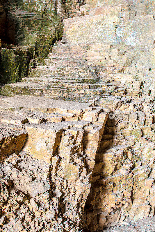 法国洞穴的地质纹理岩层形成细节