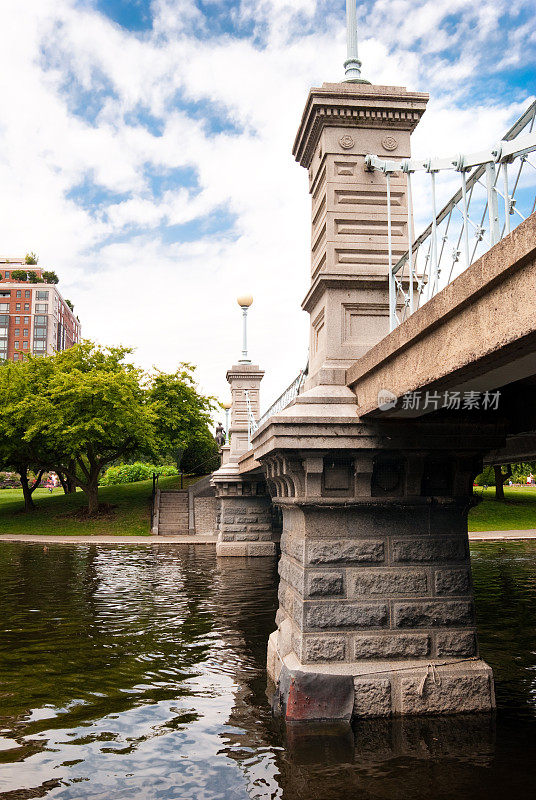 马萨诸塞州波士顿公共花园池塘上的桥
