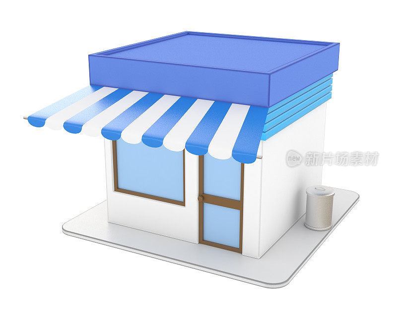 微型商店，3d插图