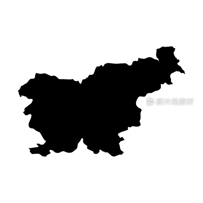 斯洛文尼亚黑色剪影地图轮廓孤立在白色3D插图