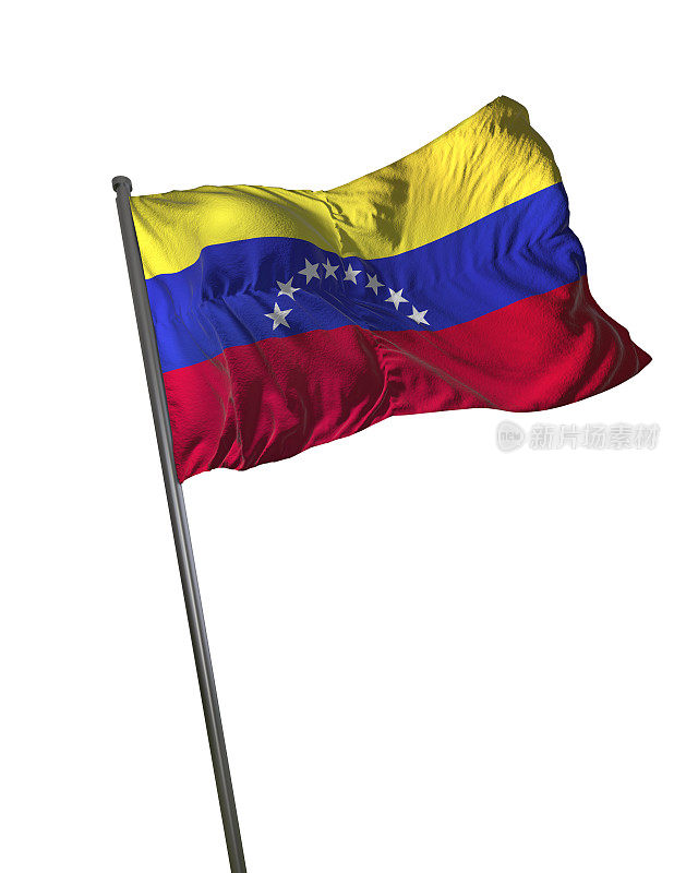 委内瑞拉国旗孤立在白色背景肖像