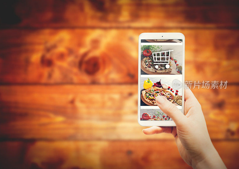智能手机与食物订购应用程序