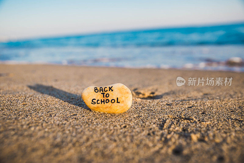 在海滩的石头上发短信回学校