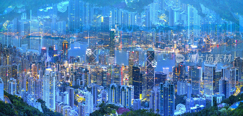从无人机的角度看香港的城市景观
