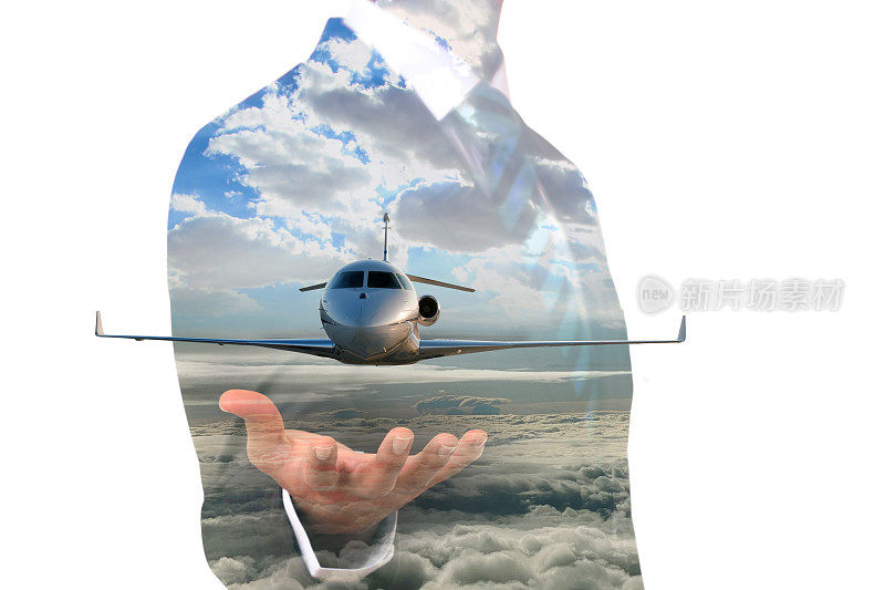 多重商业概念与私人飞机飞行