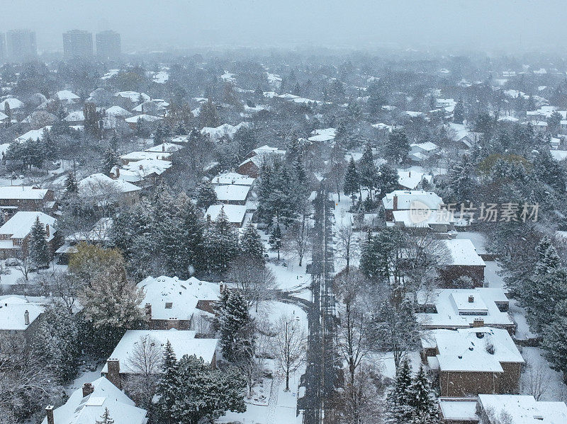 多伦多冬季鸟瞰图，安大略省，加拿大