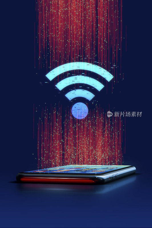 有通信线路的智能手机Wifi连接图标