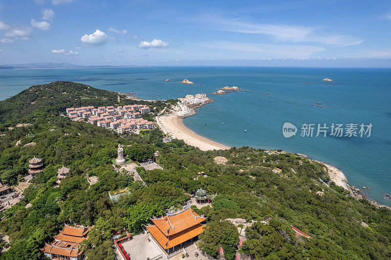 海上女神妈祖的宫殿建筑鸟瞰图