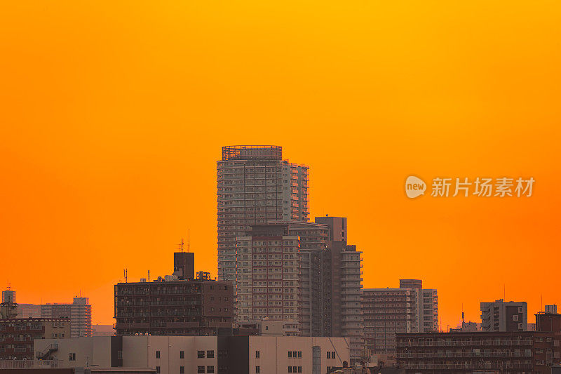 夕阳下的东京市景