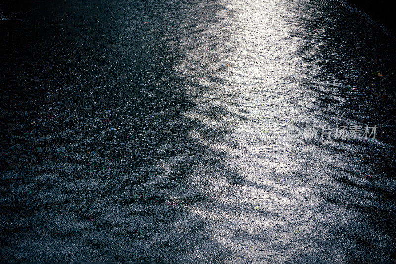 雨水落在河面上