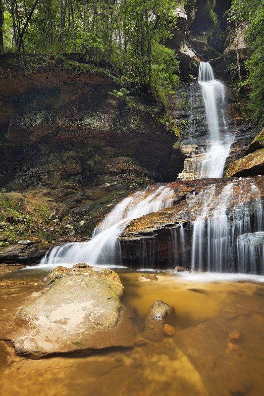 雨林瀑布，皇后瀑布，蓝山，新南威尔士州，澳大利亚