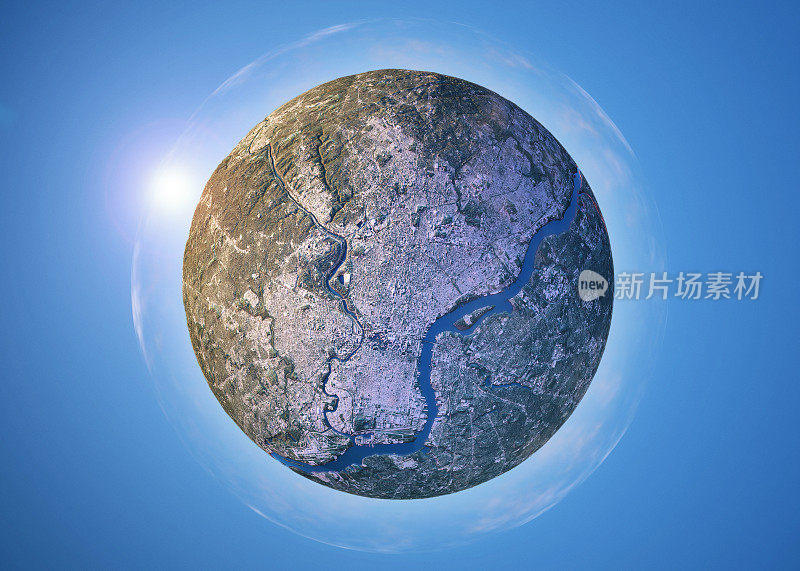 费城3D小星球360度球面全景图