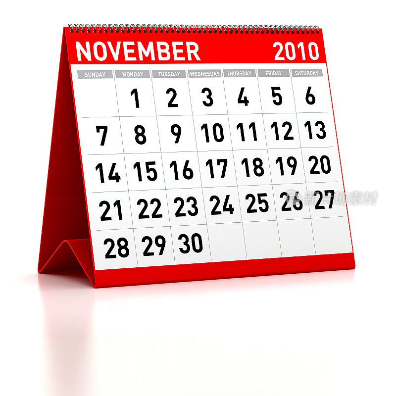 2010年11月-日历
