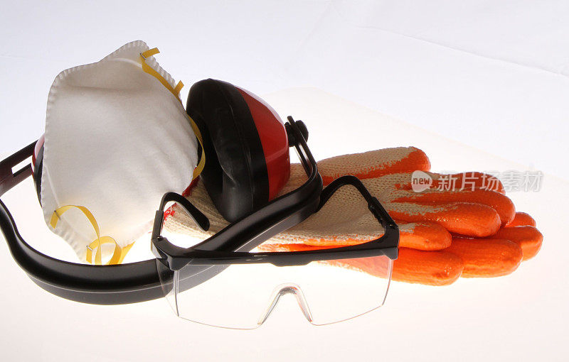 安全设备-护目镜，护耳和手套