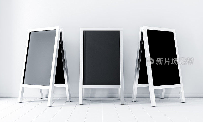 三金属黑板，空白金属户外标识板模型集