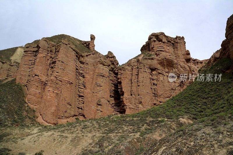 中国甘肃张掖冰沟丹霞地质公园的岩壁