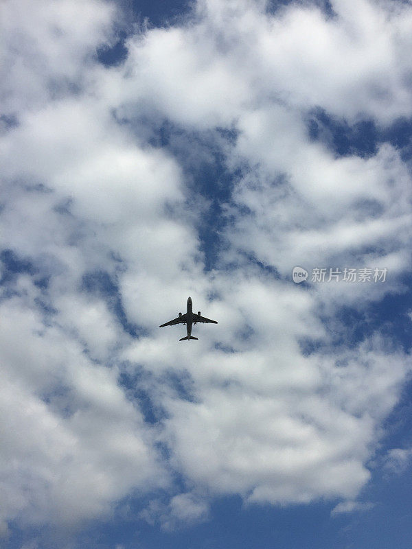 飞机在多云的天空中飞行