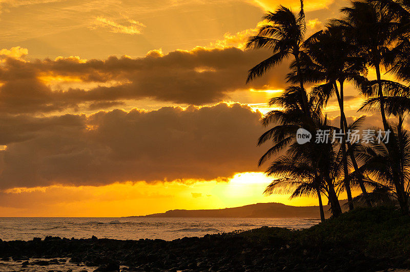 夏威夷毛伊岛美丽的日落