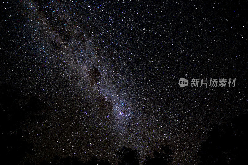 银河里明亮的星星在没有月亮的黑暗夜晚闪闪发光