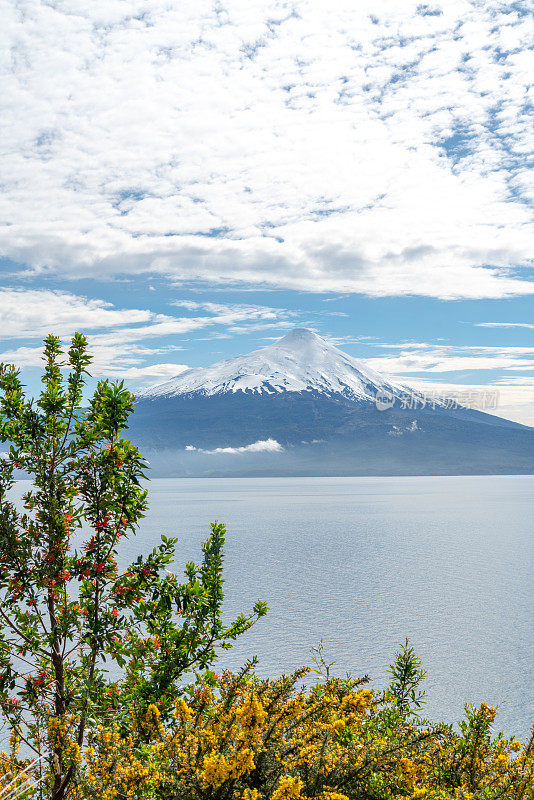 智利湖区的奥索尔诺火山-瓦拉斯港，智利