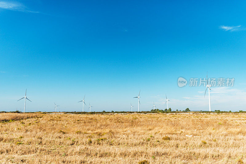 替代能源-风力涡轮机发电在普利亚，意大利