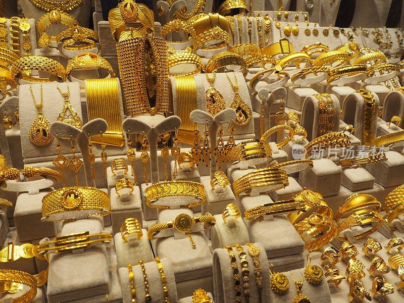 伊斯坦布尔埃及集市珠宝市场的摊位