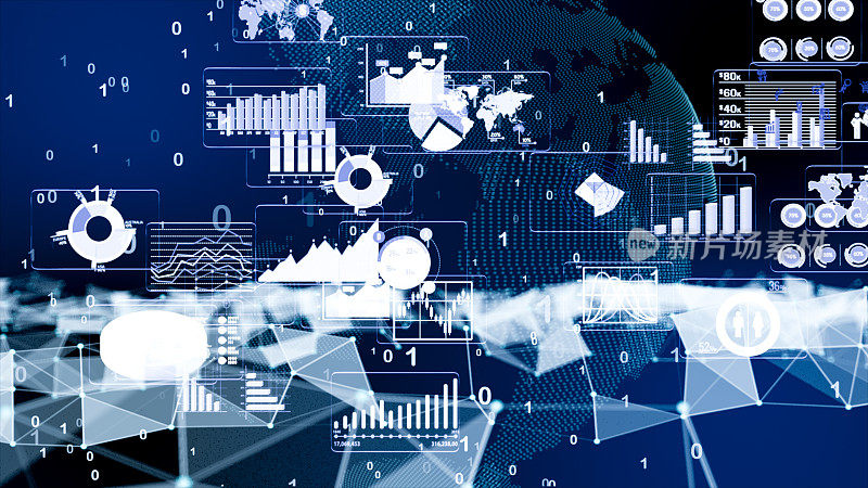 5G和AI技术，全球通信网络概念。