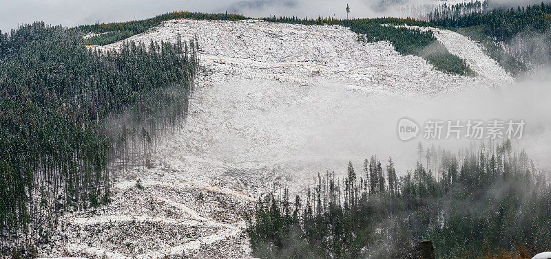 山脉景观-雪崩后的落基山脉由不列颠哥伦比亚省