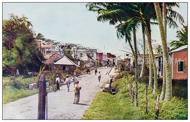 古董彩色照片:波多黎各，里约热内卢Piedras