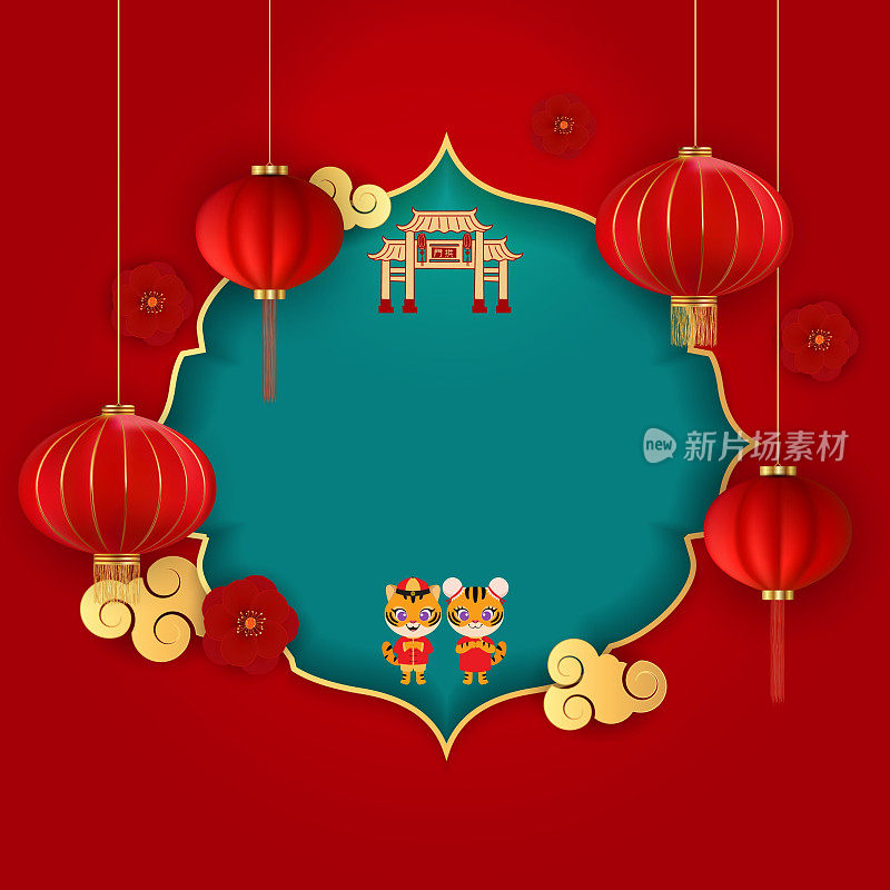 2023年春节快乐。社交媒体的中国新年横幅