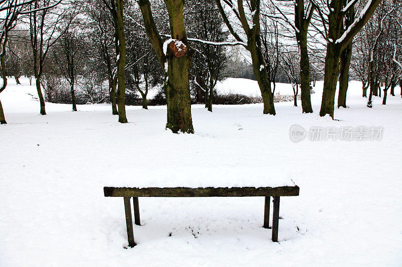 雪地里的木凳