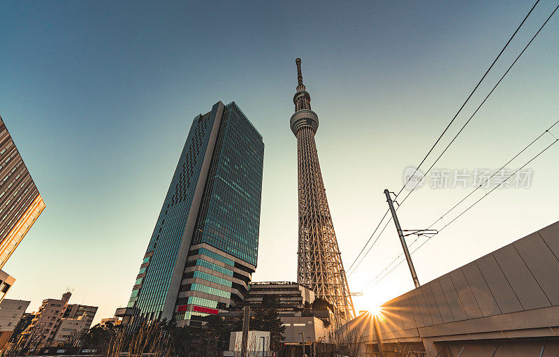 东京天空树位于东京镇的街道上