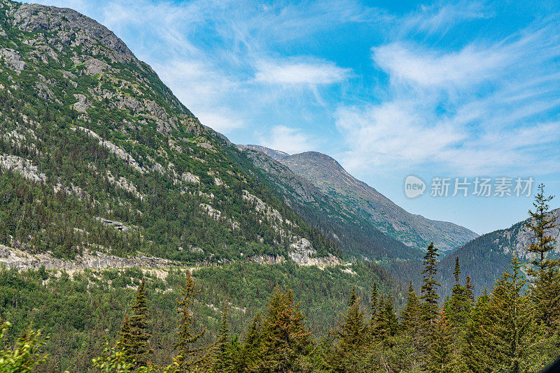 美国阿拉斯加州怀特山口山顶游览列车。